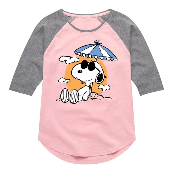 Peanuts - Snoopy Beach Day - Toddler And Youth Girls Raglan Graphic T-Shirt