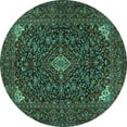 thumbnail image 1 of Ahgly Company Indoor Round Persian Turquoise Blue Traditional Area Rugs, 4' Round, 1 of 4