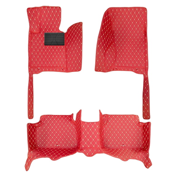 Tuqiang Car Floor Mats for Kia Forte 2018-2024 Floor Liner Carpet Waterproof Anti-Skid PU Leather Full Coverage Liner Front & Rear Mat Red