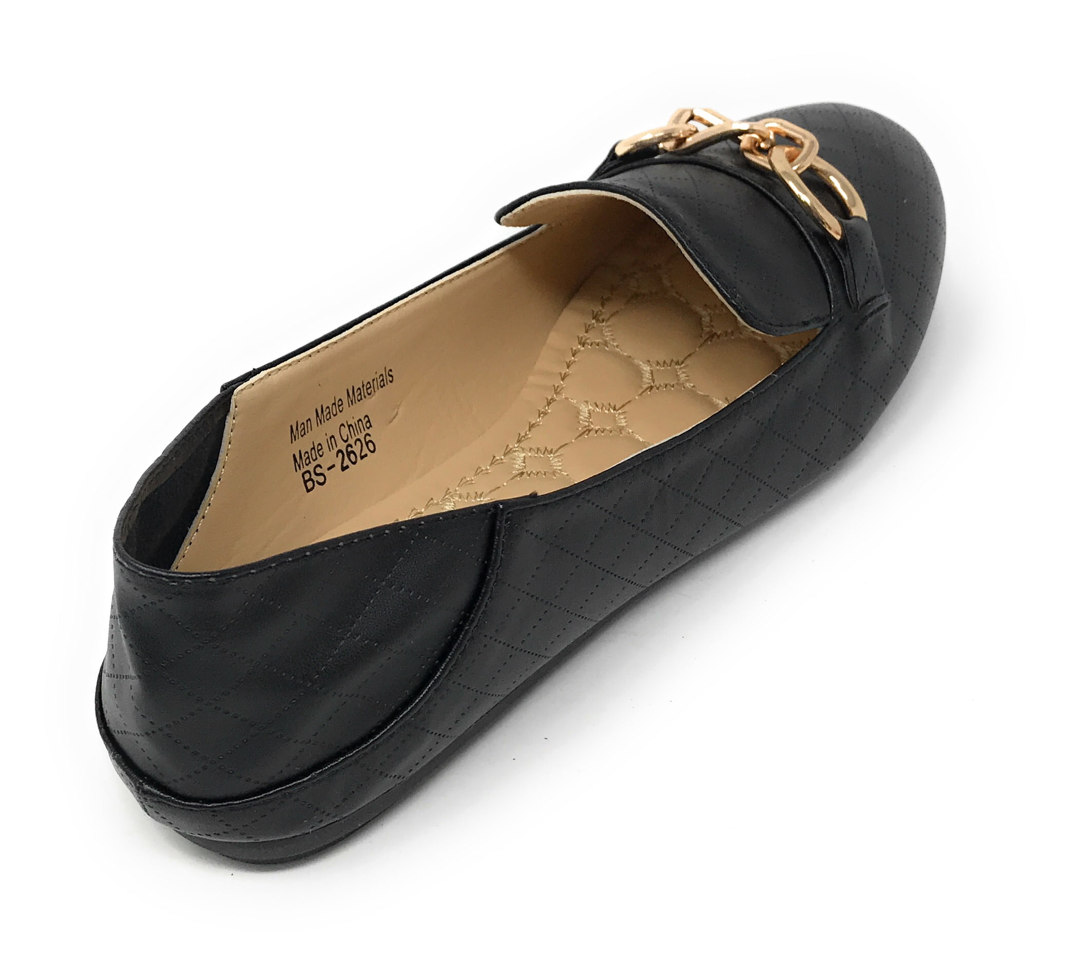 Victoria K Women's Foldover Quilted Gold Chain Ballerina Flats