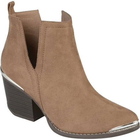 

Women s Journee Collection Issla Heeled Ankle Bootie Taupe Faux Suede 11 M
