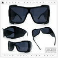 thumbnail image 2 of XXL Curved Wrap Around Rectangular Thick Arm Sport Plastic Sunglasses All Black, 2 of 8