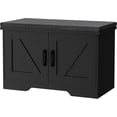 thumbnail image 3 of Storage Bench  Shoe Bench with Padded Seat Cushion  Entryway Bench with Barn Doors  Adjustable Shelf  for Entryway  Living Room  Bedroom, 3 of 5