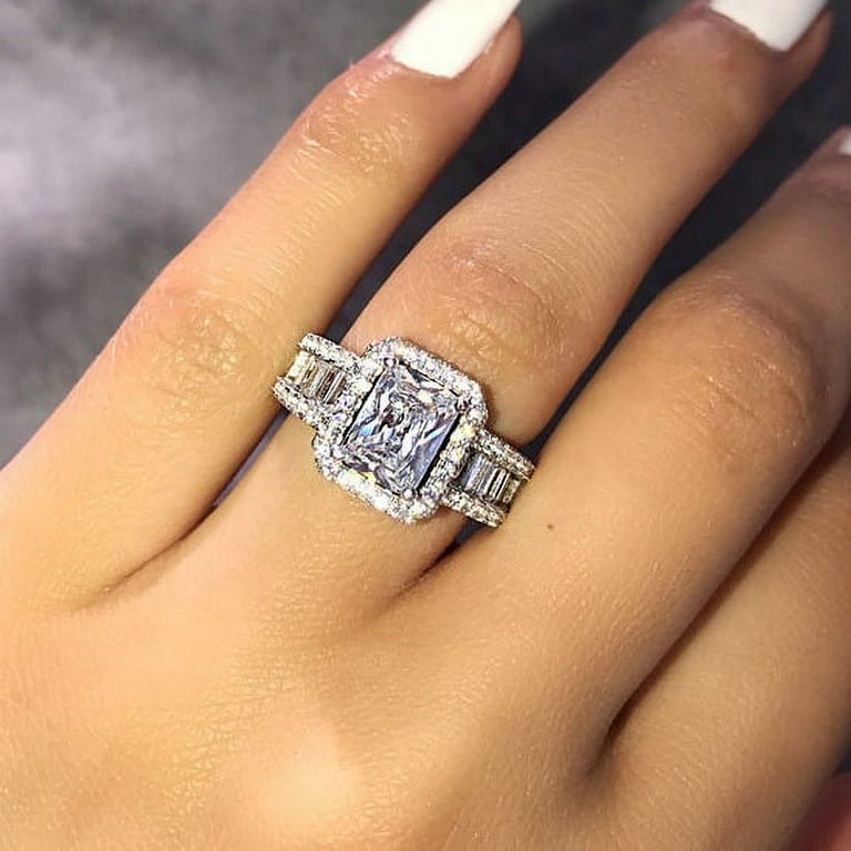 Big square diamond wedding ring best sale