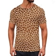 thumbnail image 2 of Ceisia Men's Classic Brown-Yellow Leopard Print Crew Neck T-Shirts, Stretchy Breathable Casual Short Sleeve Tops Gifts, 2 of 9