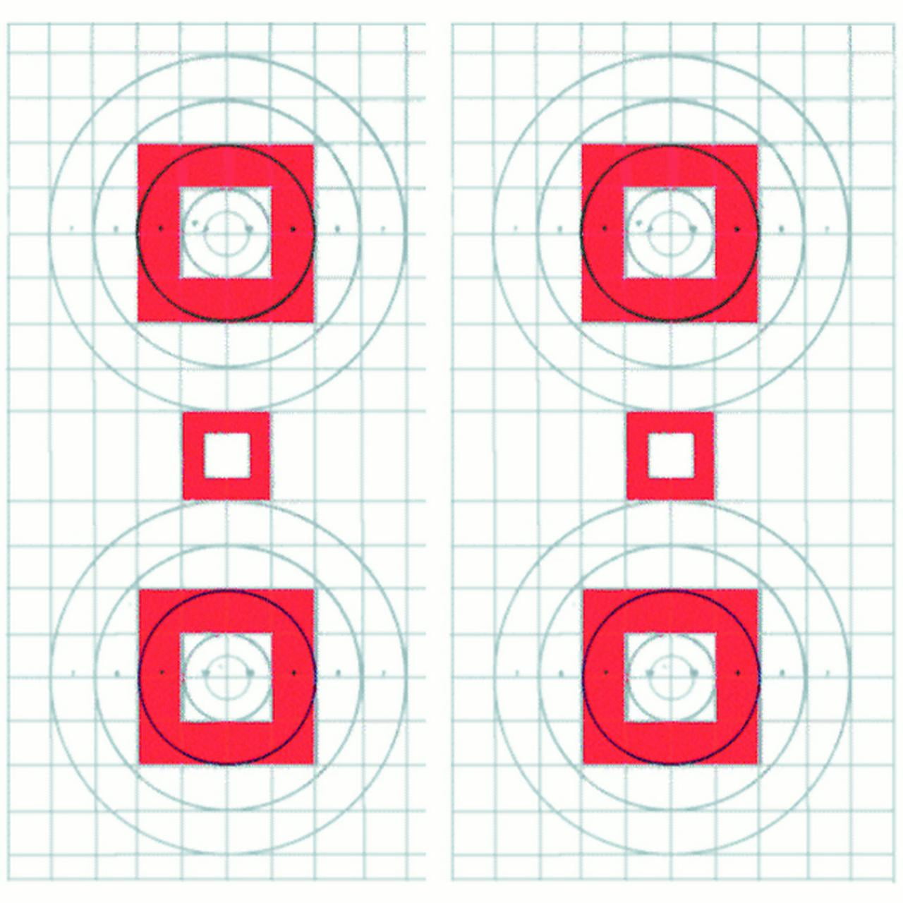 100 pcs of four bull s eye rifle sighting target on heavy paper red center with 1 gray grid size 20 1 2 x 25 walmart com