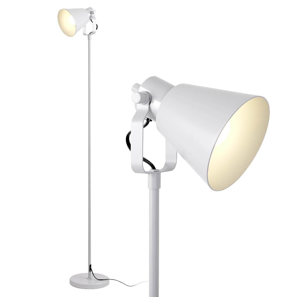 Mainstays 64" Modern Adjustable Head White Floor Lamp with White Shade