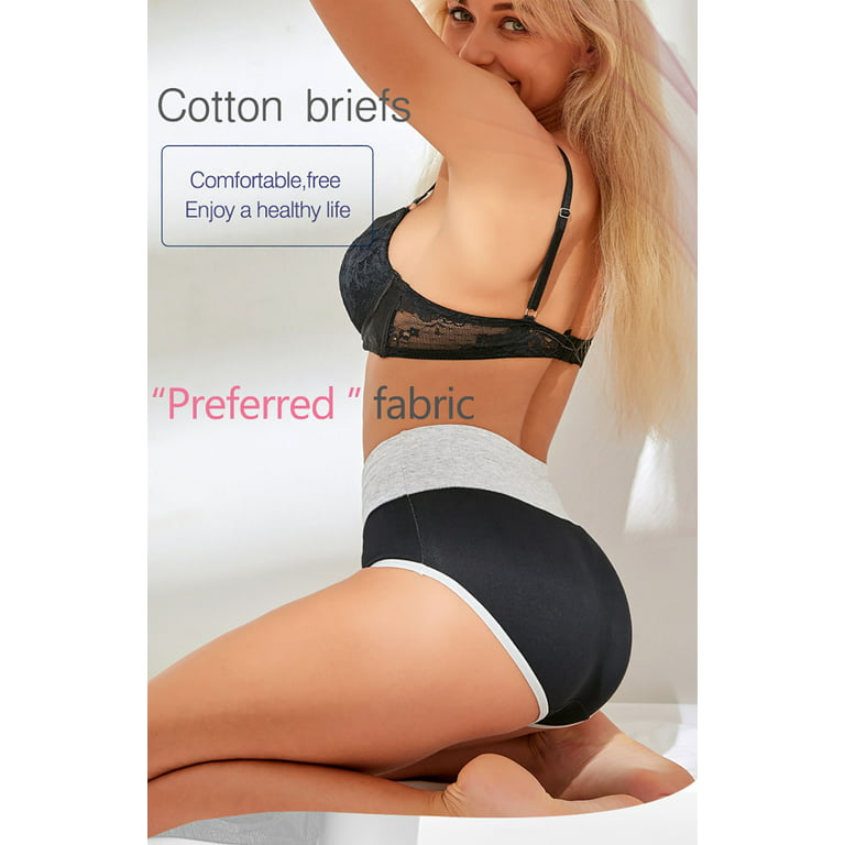 Attraco Women High Waist Cotton Sexy Bondage Sports Panties Pack of 4 S-XL