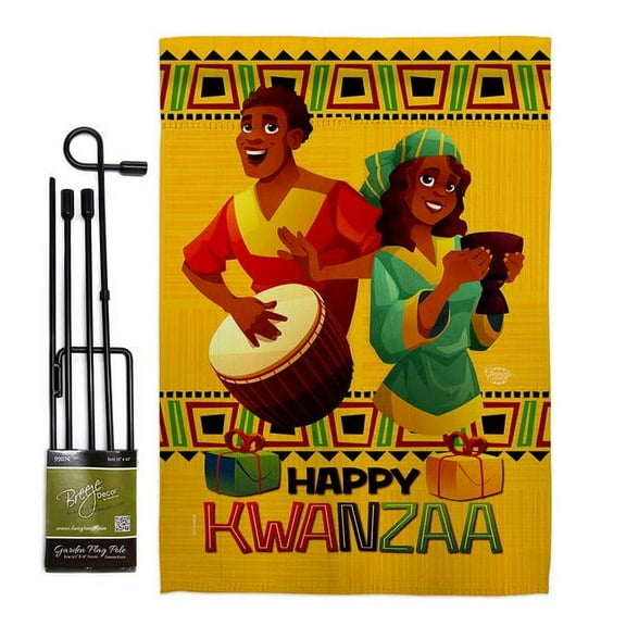 Ornament Collection GS190022-BO 13 x 18.5 in. Joyful Kwanzaa Garden Flag Set for Black History Double-Sided Decorative Vertical Flags & House Decoration Banner Yard Gift