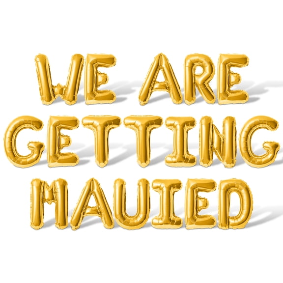 Letter Balloons - WE ARE GETTING MAUIED 16" Inch Alphabet Letters Foil Mylar Balloon Wedding Shower Party Banner (Gold)