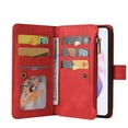 thumbnail image 4 of Zipper Wallet Case for Samsung Galaxy S22 Plus, [15 Card Slots] [Zipper Pocket] Luxury PU Leather Flip Folio Cover with [Magnetic] [Wrist Hand Strap] [Kickstand] Skin-Feeling Shockproof Case,Red, 4 of 10