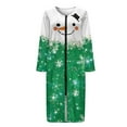 thumbnail image 3 of Yuyamidu Green Women's Long Robes with Front Zipper Christmas Bathrobes Cute Snowman Long Sleeve Robes Zippered Housecoat Size S Casual Sleepwear Nightgown, 3 of 7