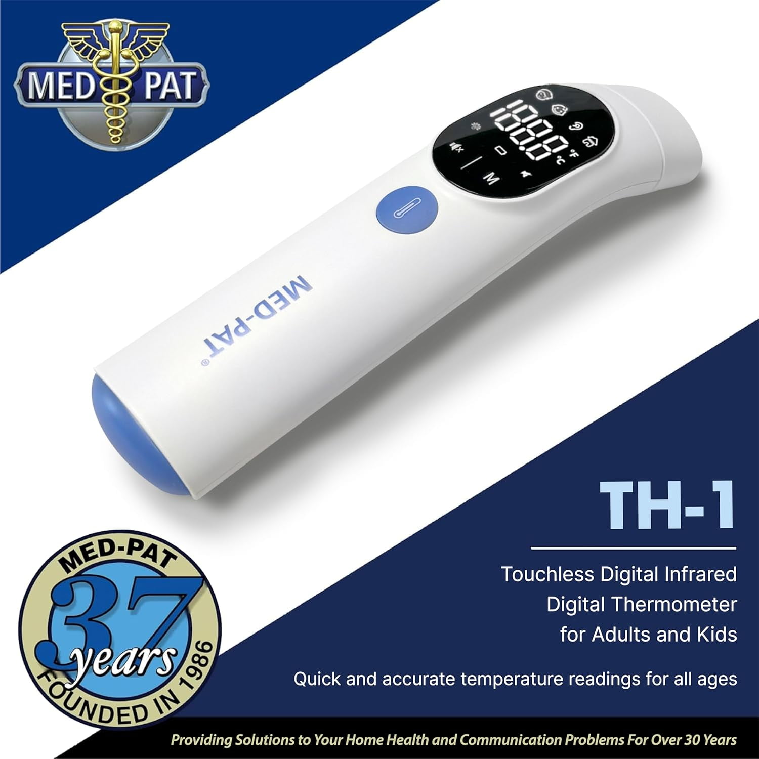 Med-Pat TH-1 Digital Infrared Ear and Forehead Thermometer, White