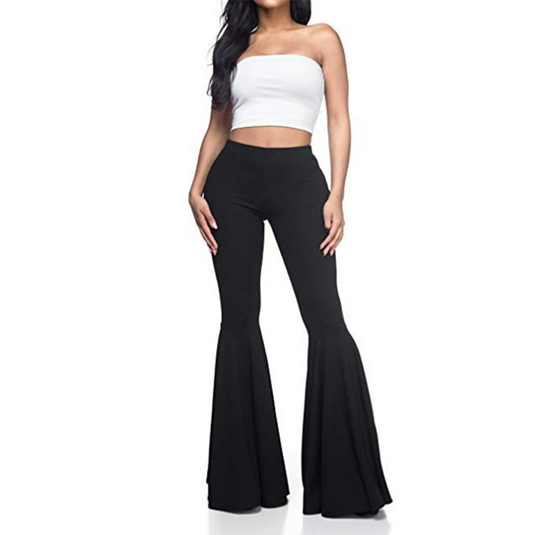 Casual Vintage Flare Pants For Women Solid Color Disco Dance 70's Bell  Bottom Hippie Pants