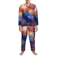 thumbnail image 3 of Disketp Rooster Oil Painting Mens Pajama Set, Soft Warm Long Sleeve Sleepwear, Cozy Button-Down Pjs for Men-X-Large, 3 of 7