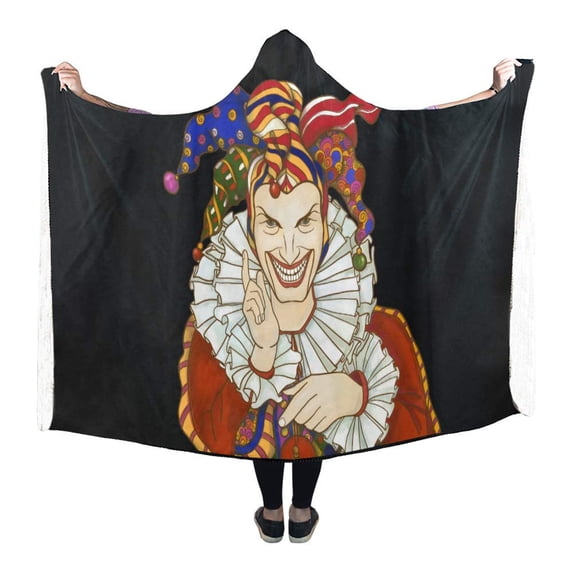 ASHLEIGH Hooded Blanket Joker Wearable Blanket 56x80 Inch Hooded Throw Wrap Robe