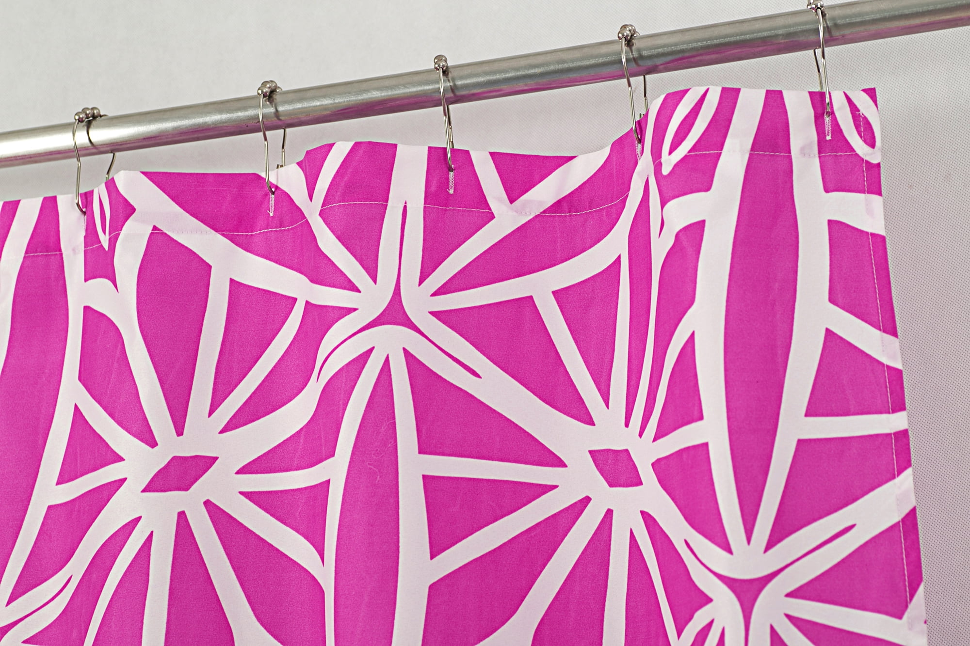 Scope Bath Mat And Shower Curtain Set W Hooks In Fuschia