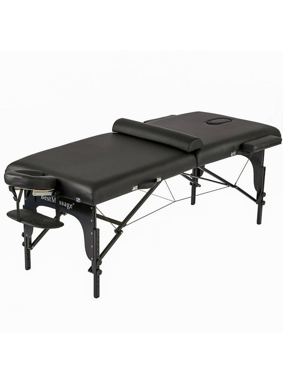 77" PU Portable 3" Padding Folding Massage Table W/Free Carry Case Bed Spa Facial