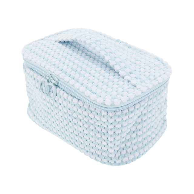 1 Pc Bolsa de Maquillaje de Viaje de Piel de Mujer para Vacaciones y Actividades al Aire Libre, Color Azul