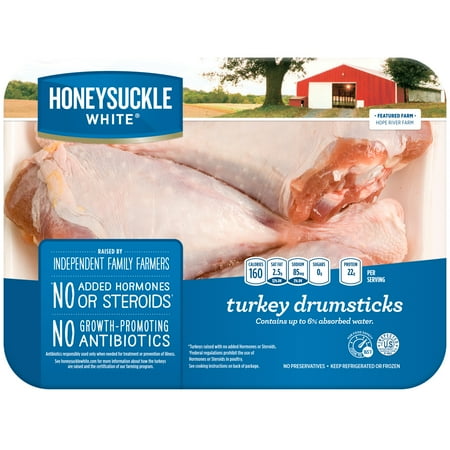 Honeysuckle White® Turkey Drumsticks, 3 Pieces Tray, Fresh, 1.5-3 lbs.