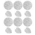 thumbnail image 4 of Juego de manteles individuales y posavasos con aislamiento hueco, 6 piezas, manteles individuales redondos para mesa de comedor y 6 piezas de posavasos con forma de hoja, color plateado, 4 of 15