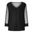 thumbnail image 4 of Turilly Women Print Mesh Long Sleeve V-neck Blouse Pullover Tunic Tops Shirt, 4 of 8