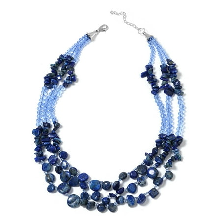 Blue Glass Necklace - Women's Lapis Lazuli Blue Glass Necklace Gift Jewelry 18