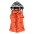 thumbnail image 2 of Women Autumn Winter Warm Down Vest Zip Button Pocket Removable Hooded Waistcoat, 2 of 8