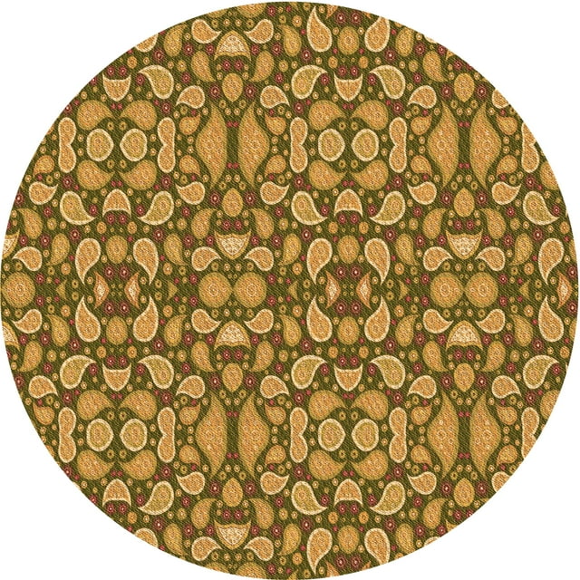 Ahgly Tapis Rond Lavable en Machine Intérieur Transitionnel Brun Bronze Foncé, 6 Pieds Rond