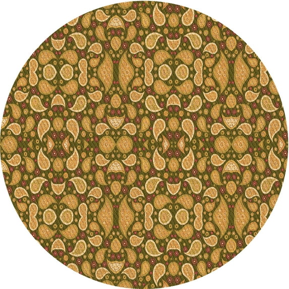 Ahgly Company Indoor Round Patterned Dark Bronze Brown Area Rugs, 5' Round