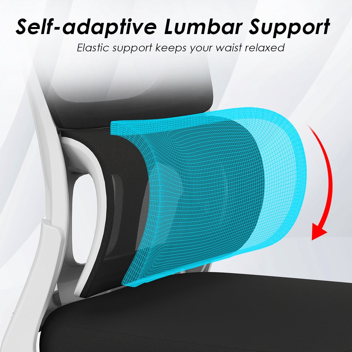 Ergonomic Office Chair, Lumbar Support, Flip-Up Armrests, Breathable Mesh, Height Adjustable