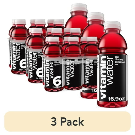 (3 pack) vitaminwater XXX Acai-Blueberry-Pomegranate Flavored Water Beverage Bottles, 16.9 fl oz, 6 Pack