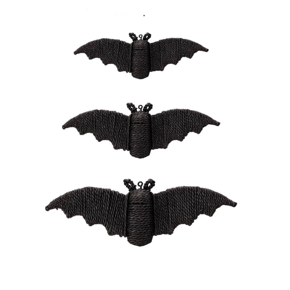 Halloween Decorations, 3 PCS Black Woven Rattan Bat Wall Decor with Hanging Cord, Handmade Rustic Bat Ornaments for Haunted House Entryway Fireplace Party Decor