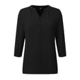 thumbnail image 4 of 3/4 Length Sleeve Womens Tops 2026 Trendy Lantern Sleeve V Neck Loose Plain Chiffon Tshirt Womens Blouses, 4 of 7