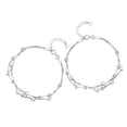 thumbnail image 3 of Pulsera de estrella de doble capa de 2 piezas, plata de ley 925, delicada joyería de cuentas apilables para adolescentes y mujeres, longitud ajustable, 3 of 8