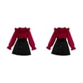 thumbnail image 2 of Jumpingount Conjuntos de ropa informal para niñas, atuendo de otoño, ropa de cuello redondo, manga larga, plisado, con volantes, parche de malla, Type1 NO1, 2 of 4