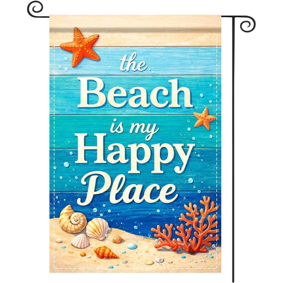 Summer Beach Garden Flag Starfish and Shell Pattern Polyester 12 x 18 Inches Coastal Outdoor Yard Porch Seaside Decor