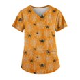 thumbnail image 1 of Hauts pour Femmes Liquidation Hauts pour Femmes Femmes Grande Taille Manches Courtes Col en V Blouse à Imprimé Chandail à Enfiler Hauts Chemise Bleu TG, 1 of 3