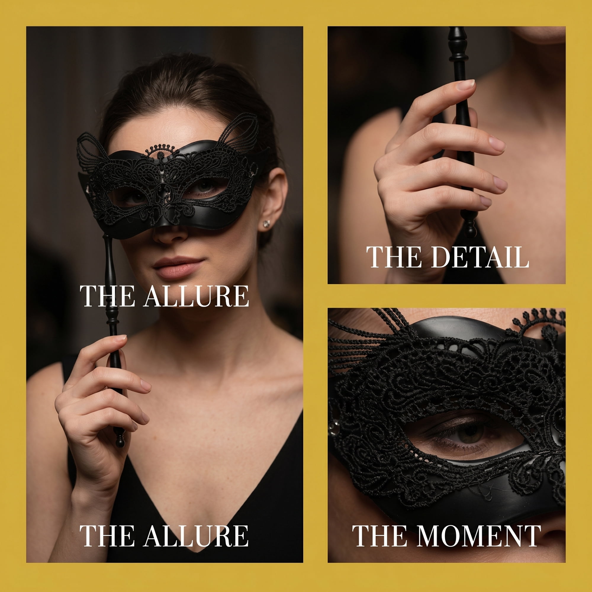 Unique Bargains Handheld Masquerade Mask with Stick Molded Venetian Plastic Eye Mask Black Cat Head 12.2" x 7.1"