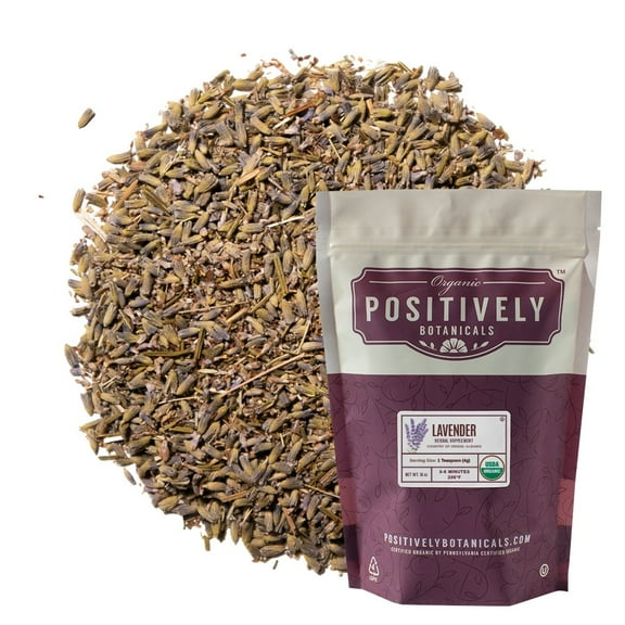 Positively Botanicals  Organic Lavender Flowers - Loose Leaf Botanical, 1 lb bag