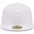 thumbnail image 2 of Men's New Era Pittsburgh Pirates White on White 59FIFTY Fitted Hat, 2 of 5