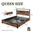 thumbnail image 5 of Fluest Queen Bed Frame with 2-Tier Storage Headboard, USB Port and LED Light, 4 Storage Drawers, Brown, 5 of 7