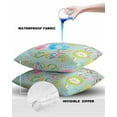 thumbnail image 4 of Pack of 2 Outdoor Pillow Covers, Happy Easter Spring Color Eggs with Flowers Blue Waterproof Square Throw Pillowcase Cushion Decorative Pillow Covers for Couch Patio Tent, 16x16 in, 4 of 6