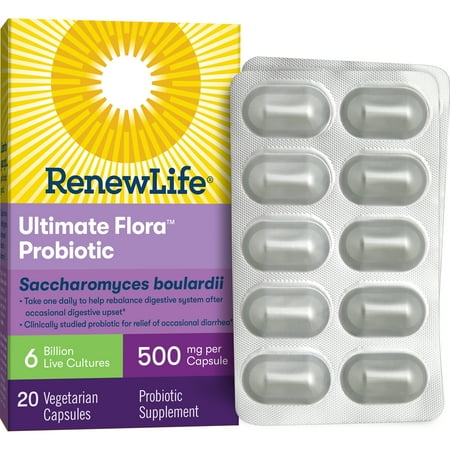 Renew Life - Ultimate Flora Probiotic Saccharomyces Boulardii - 6 Billion - 20 vegetable capsules