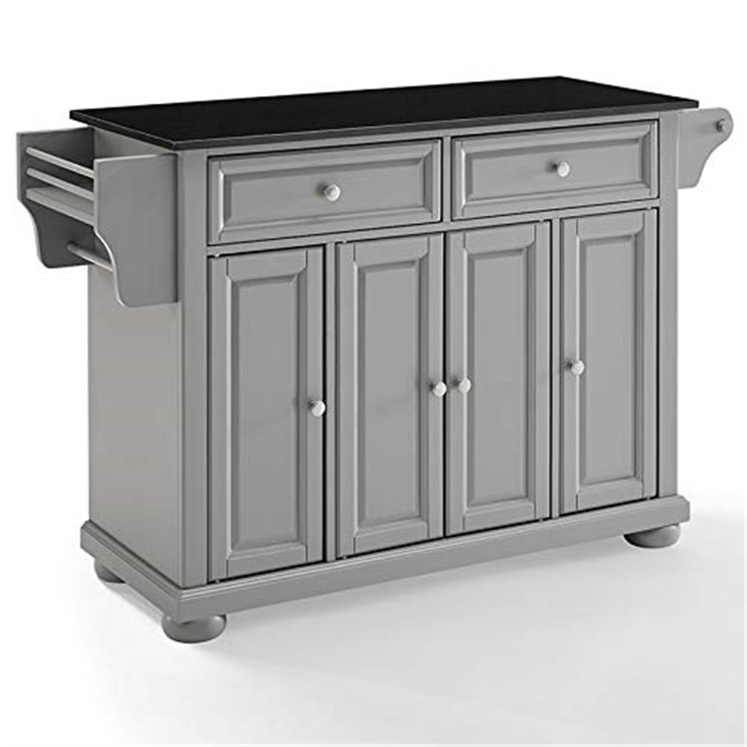 Alexandria Granite Top Kitchen Island/Cart Gray/Black