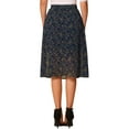 thumbnail image 3 of INSPIRE CHIC Women's A-Line Midi Skirt Floral Print Chiffon Vintage 2024 Summer Skirts L Navy Blue, 3 of 6