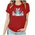 thumbnail image 1 of Mujeres Manga Corta de Verano Tops Día de San Valentín Impreso Cuello Redondo, Camisa de Moda Casual Blusa, 1 of 6