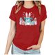 thumbnail image 1 of Mujeres Manga Corta de Verano Tops Día de San Valentín Impreso Cuello Redondo, Camisa de Moda Casual Blusa, 1 of 6