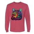 thumbnail image 2 of Wild Bobby, If You're Nice I Might Let You Live With Me Colorful Cat Animal Lover Mens Long Sleeve Shirt, Vintage Heather Red, Small, 2 of 3