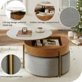 thumbnail image 5 of Dextrus Lift Top Round Coffee Table with Storage Compartment 3 Stools Pop up Stone Tabletop Rising Top Modern Coffee Table Set for Living Room Apartment, 5 of 10